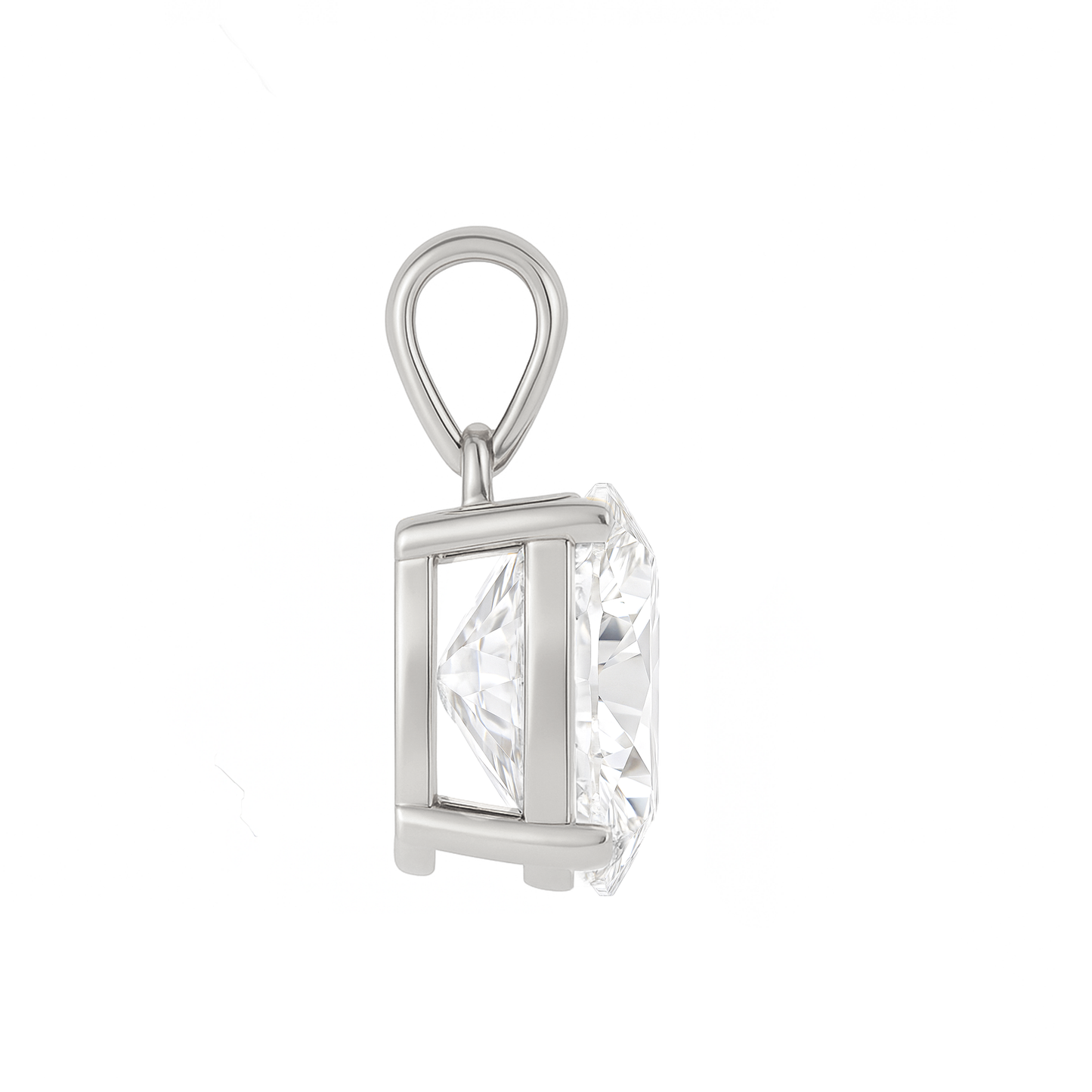 14K Gold Oval Cut Moissanite Solitaire Necklace - Dangle Bail on Box Chain