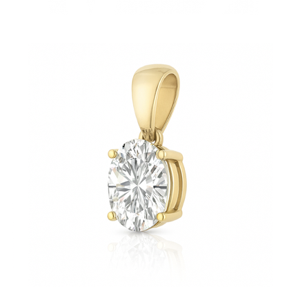 14K Gold Oval Cut Moissanite Solitaire Pendant Only - Dangle Bail