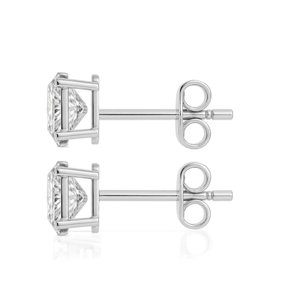 14K Gold Oval Cut Moissanite Solitaire Stud Earrings - Push Backs