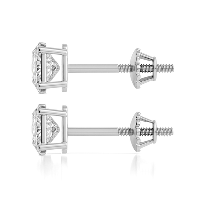 14K Gold Oval Cut Moissanite Solitaire Stud Earrings - Screw Backs
