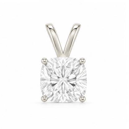 14K Gold Cushion Cut Moissanite Solitaire Pendant Only - Double Loop Bail