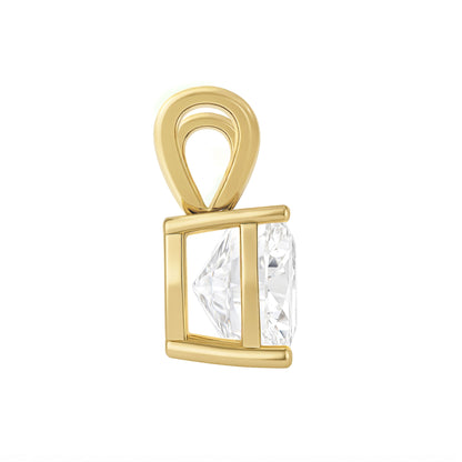 14K Gold Cushion Cut Moissanite Solitaire Pendant Only - Double Loop Bail