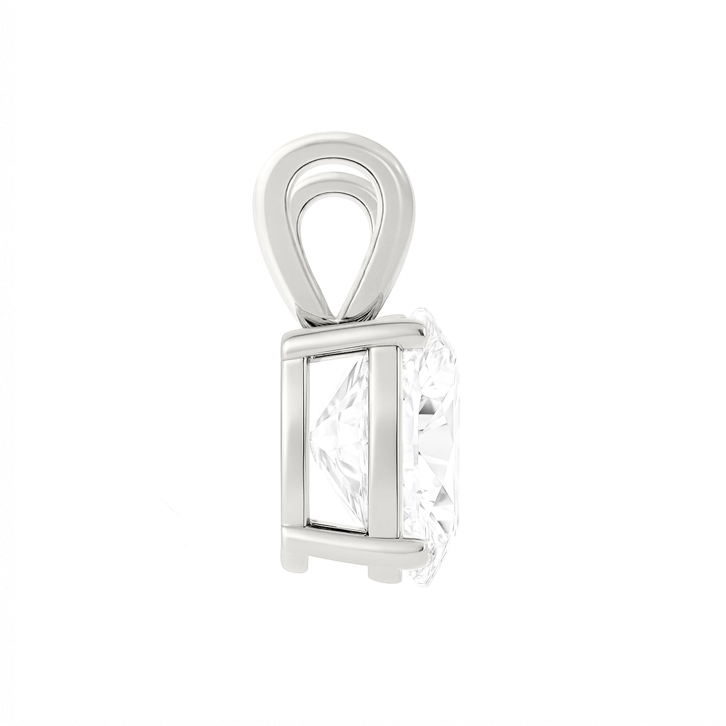 14K Gold Oval Cut Moissanite Solitaire Pendant Only - Double Loop Bail