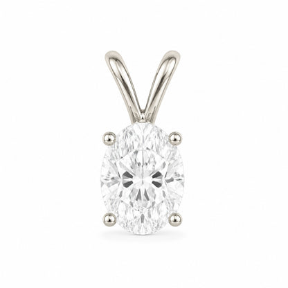 14K Gold Oval Cut Moissanite Solitaire Pendant Only - Double Loop Bail