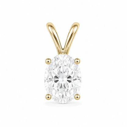 14K Gold Oval Cut Moissanite Solitaire Pendant Only - Double Loop Bail