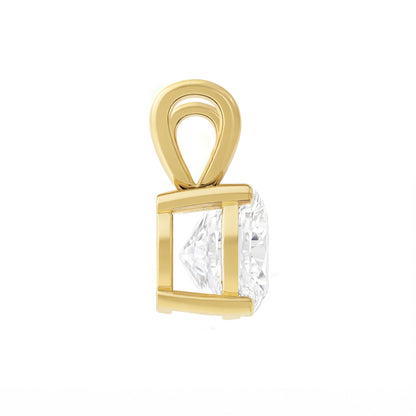 14K Gold Round Cut Moissanite Solitaire Pendant Only - Double Loop Bail