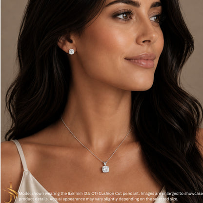 14K Gold Cushion Cut Moissanite Solitaire Pendant Only - Double Loop Bail