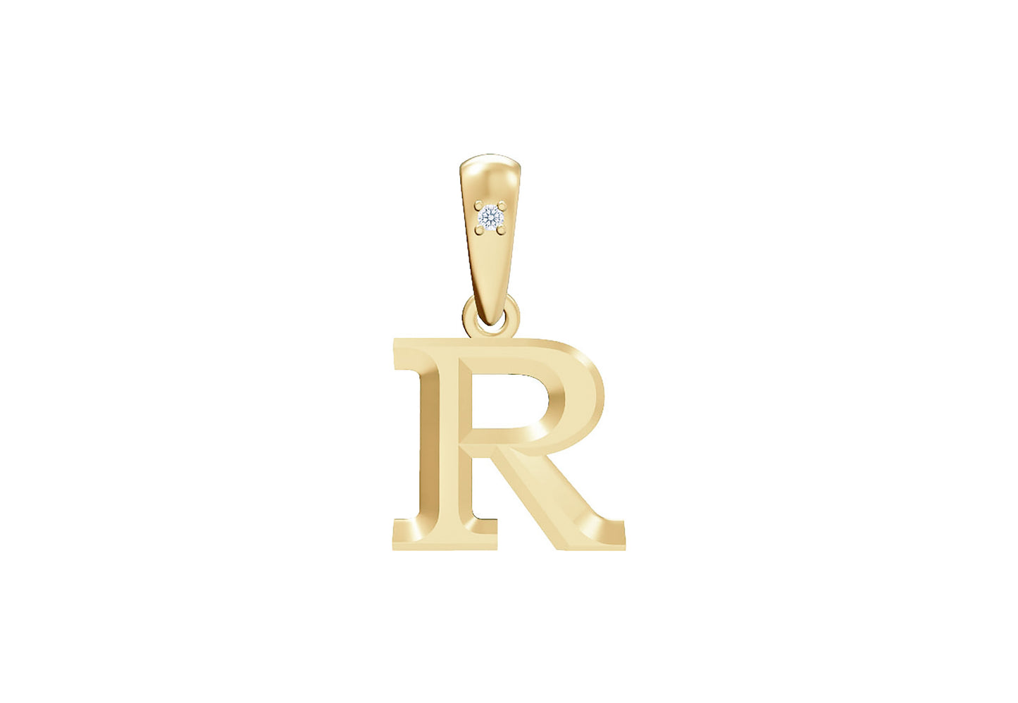 10K Gold Letter with 0.90mm Diamond Pendant Only - Dangle Bail