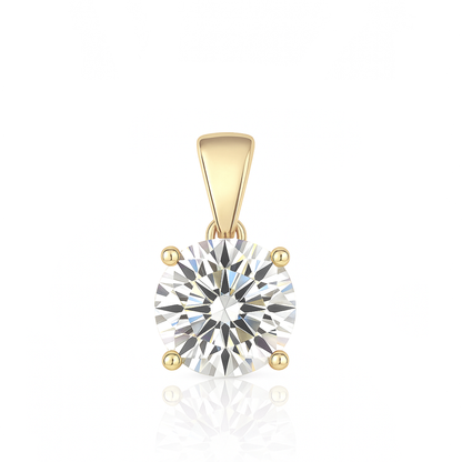14K Gold Round Cut Moissanite Solitaire Pendant Only - Dangle Bail