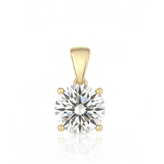 14K Gold Round Cut Moissanite Solitaire Pendant Only - Dangle Bail