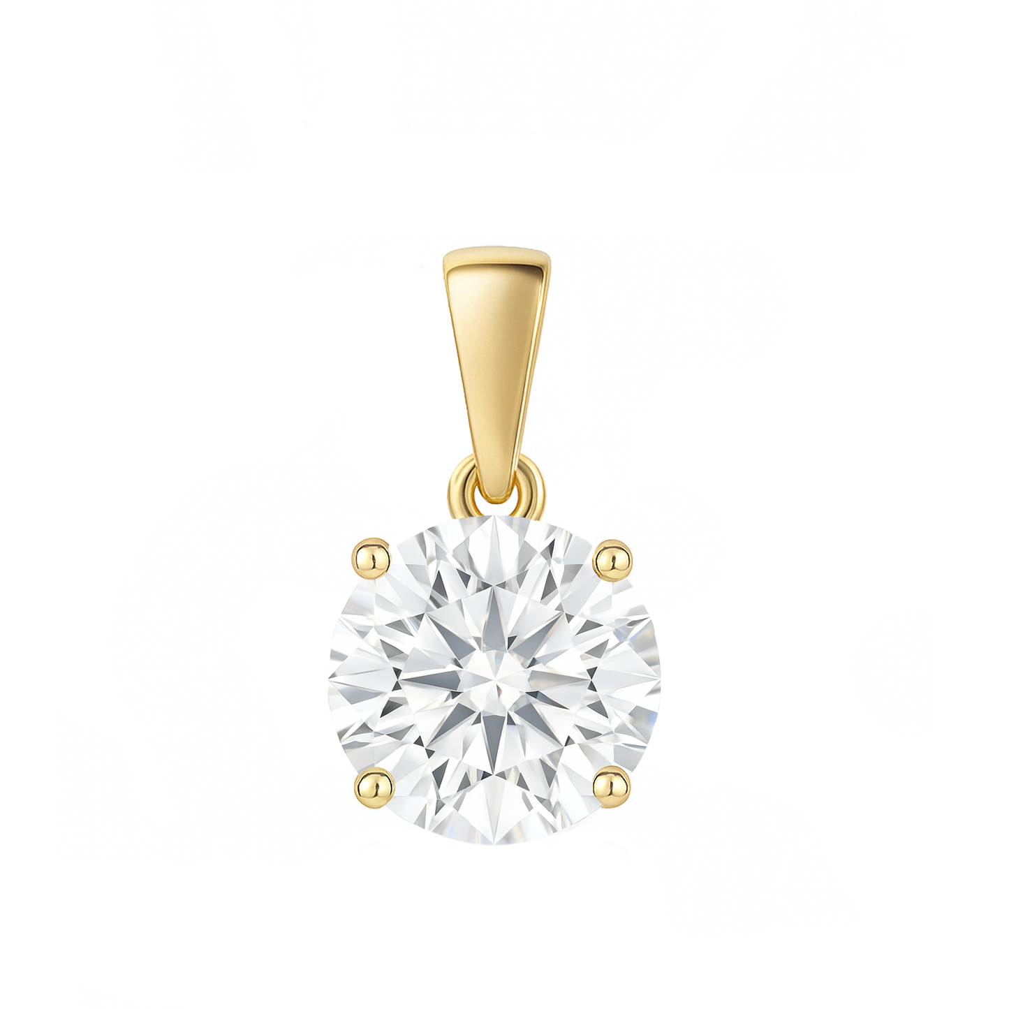 14K Gold Round Cut Moissanite Solitaire Pendant Only - Dangle Bail