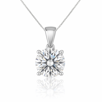 14K Gold Round Cut Moissanite Solitaire Necklace - Dangle Bail on Cable Chain