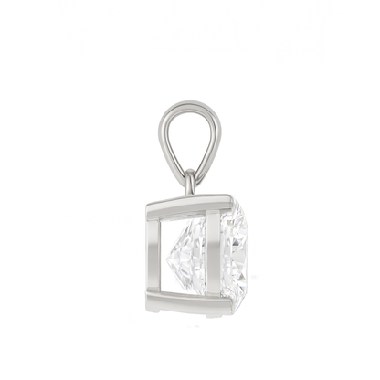 14K Gold Round Cut Moissanite Solitaire Necklace - Dangle Bail on Box Chain