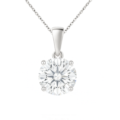 14K Gold Round Cut Moissanite Solitaire Necklace - Dangle Bail on Cable Chain