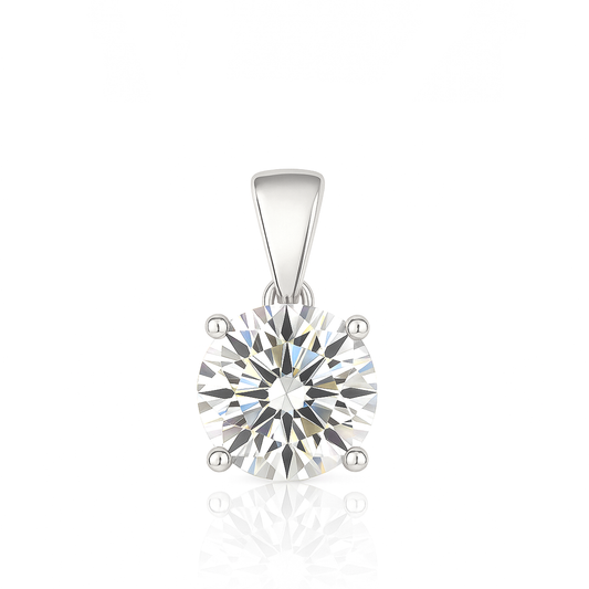 14K Gold Round Cut Moissanite Solitaire Pendant Only - Dangle Bail