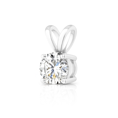 14K Gold Round Cut Moissanite Solitaire Pendant Only - Double Loop Bail