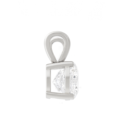 14K Gold Round Cut Moissanite Solitaire Pendant Only - Double Loop Bail