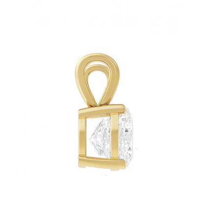 14K Gold Round Cut Moissanite Solitaire Necklace - Double Loop Bail on Cable Chain