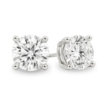 14K Gold Round Cut Moissanite Solitaire Stud Earrings - Push Backs