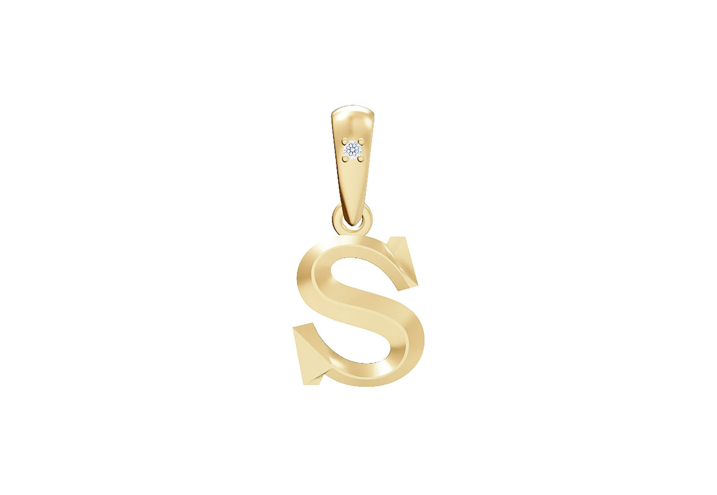 10K Gold Letter with 0.90mm Diamond Pendant Only - Dangle Bail