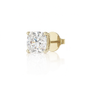 10K Gold Cushion Cut Moissanite Solitaire Single Stud Earring - Push Back