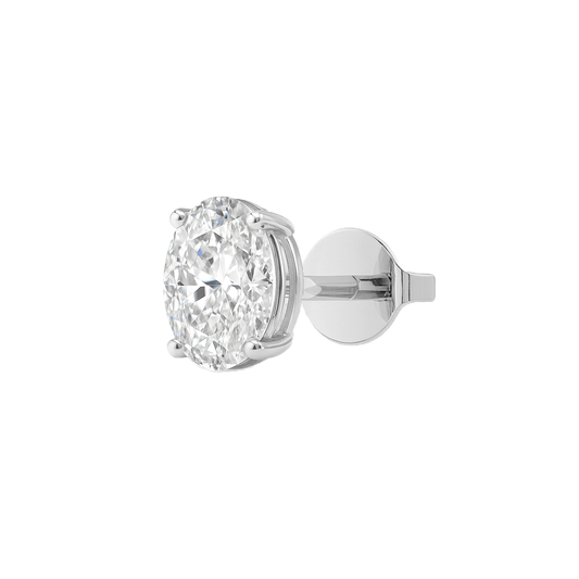14K Gold Oval Cut Moissanite Solitaire Single Stud Earring - Push Back