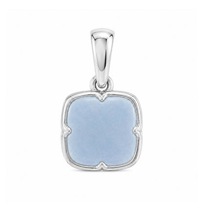 Milky Aqua Blue Sculpted Cushion Pendant in Sterling Silver