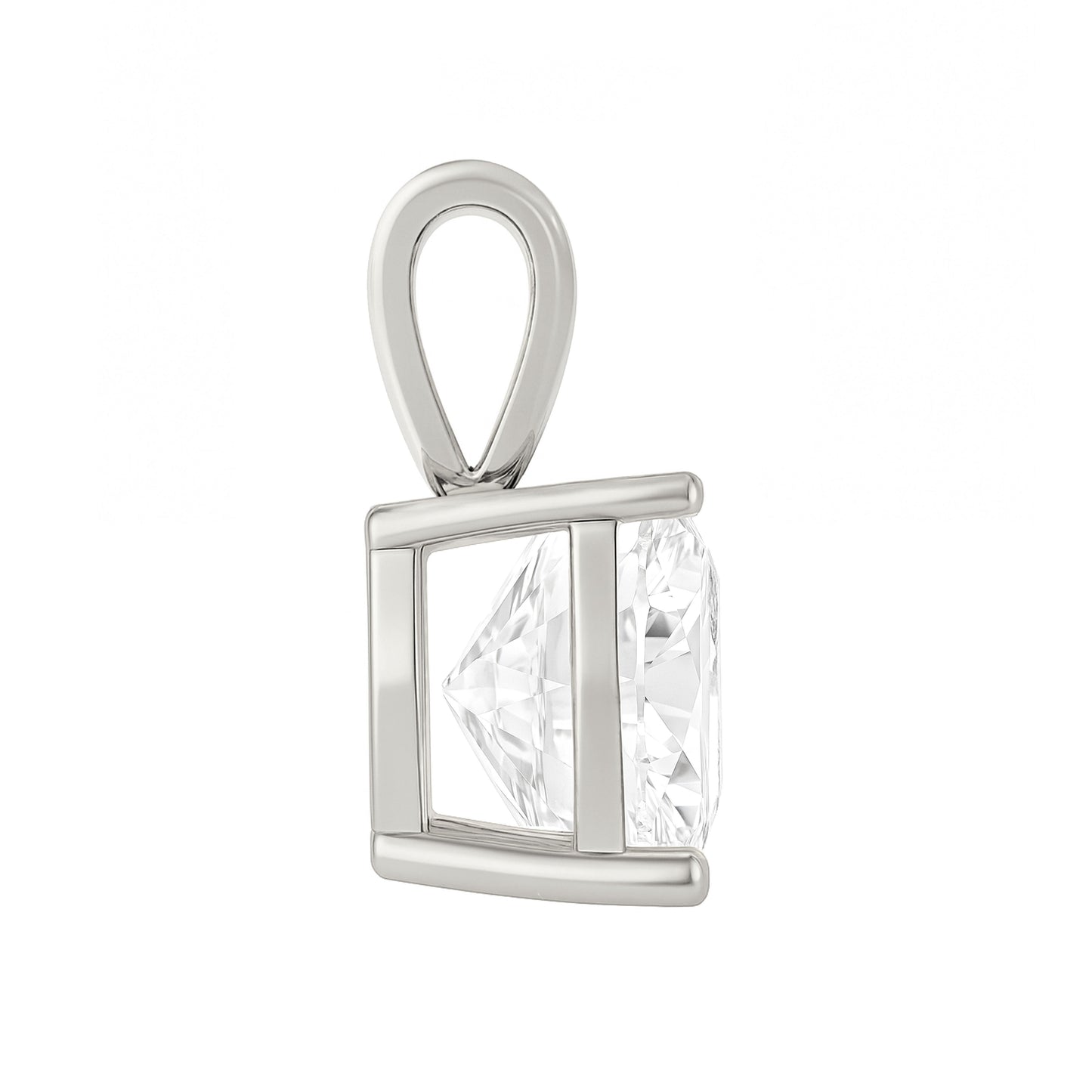 14K Gold Cushion Cut Moissanite Solitaire Pendant Only - Solid Bail