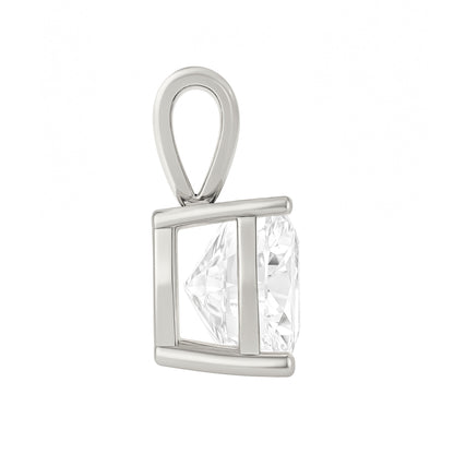 14K Gold Cushion Cut Moissanite Solitaire Pendant Only - Solid Bail