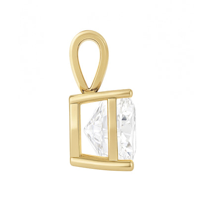 14K Gold Cushion Cut Moissanite Solitaire Pendant Only - Solid Bail