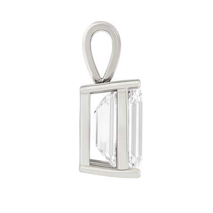 14K Gold Emerald Cut Moissanite Solitaire Pendant Only - Solid Bail