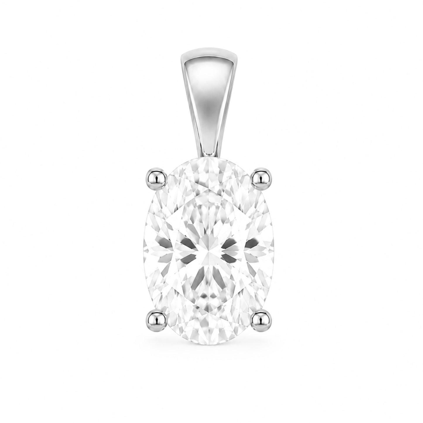 14K Gold Oval Cut Moissanite Solitaire Pendant Only - Solid Bail