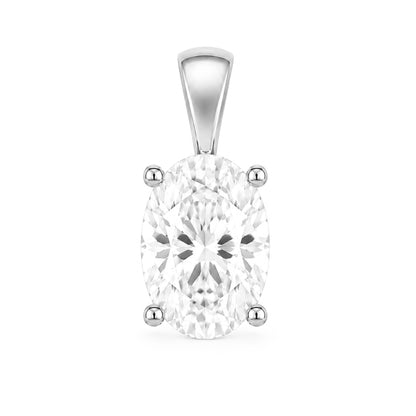 14K Gold Oval Cut Moissanite Solitaire Pendant Only - Solid Bail