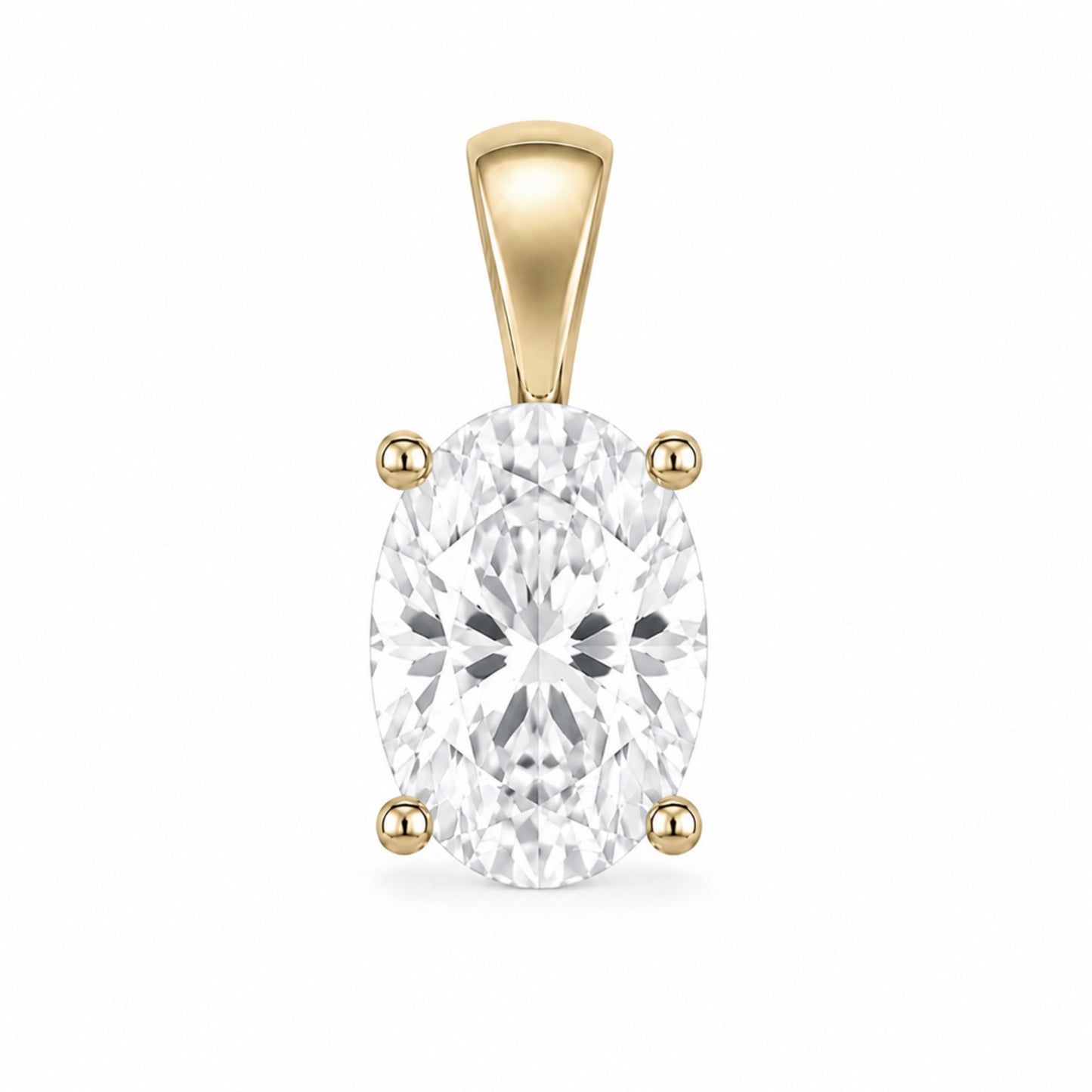 14K Gold Oval Cut Moissanite Solitaire Pendant Only - Solid Bail