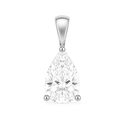 14K Gold Pear Cut Moissanite Solitaire Pendant Only - Solid Bail