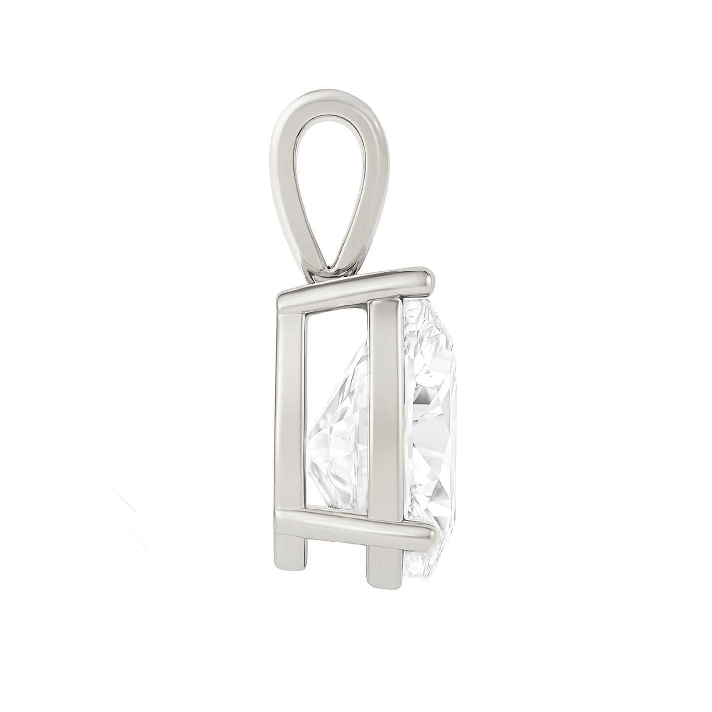 14K Gold Pear Cut Moissanite Solitaire Pendant Only - Solid Bail