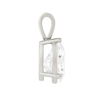 14K Gold Pear Cut Moissanite Solitaire Pendant Only - Solid Bail