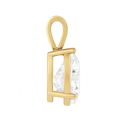 14K Gold Pear Cut Moissanite Solitaire Pendant Only - Solid Bail