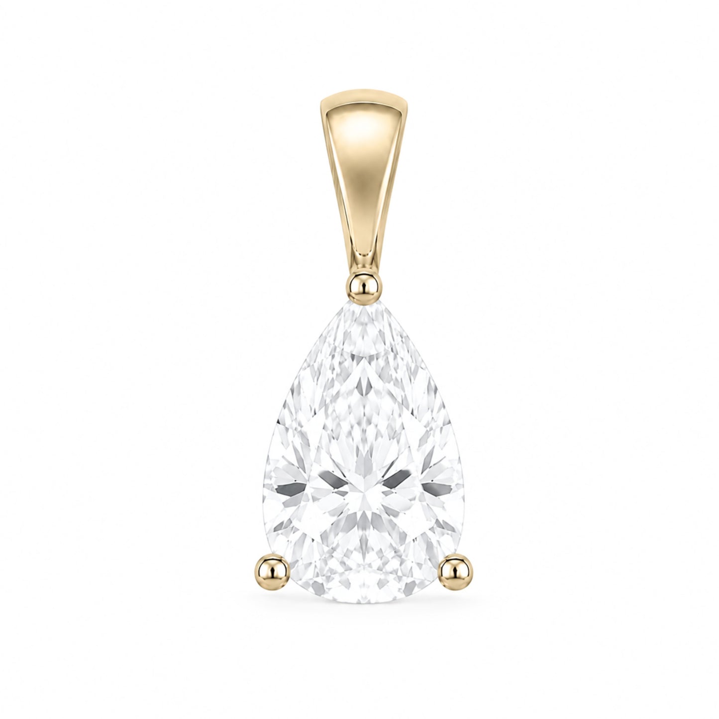 14K Gold Pear Cut Moissanite Solitaire Pendant Only - Solid Bail