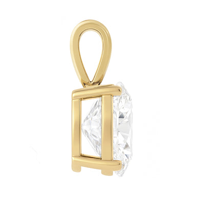 14K Gold Oval Cut Moissanite Solitaire Pendant Only - Solid Bail