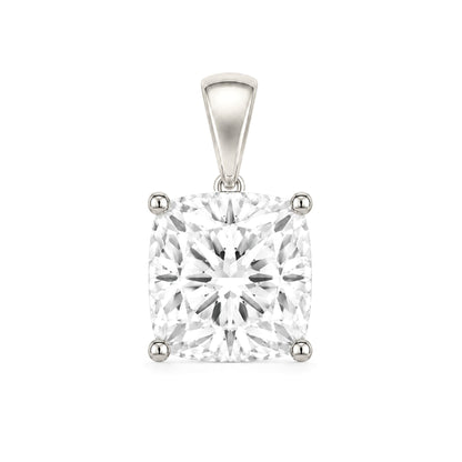 14K Gold Cushion Cut Moissanite Solitaire Pendant Only - Dangle Bail