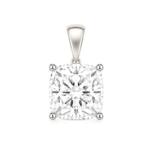 14K Gold Cushion Cut Moissanite Solitaire Pendant Only - Dangle Bail
