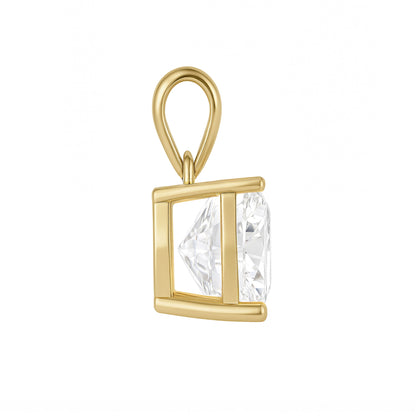 14K Gold Cushion Cut Moissanite Solitaire Pendant Only - Dangle Bail