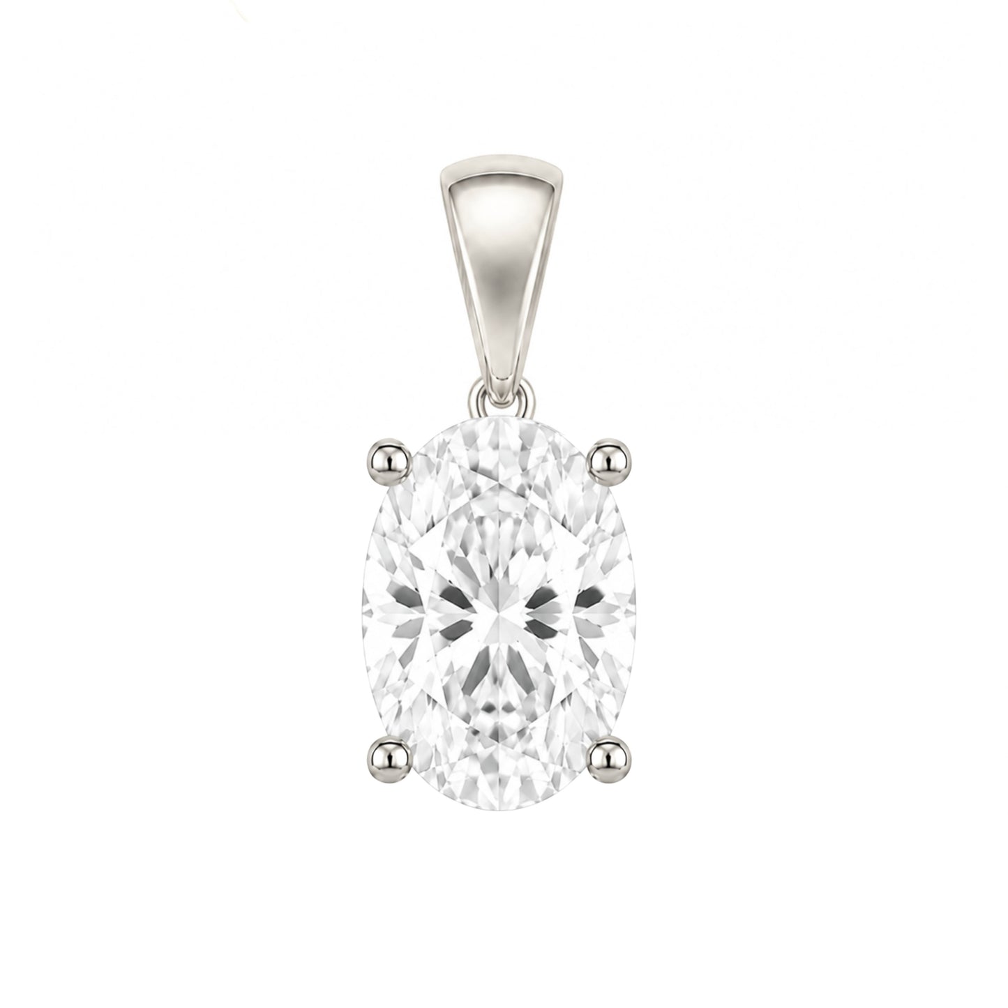 14K Gold Oval Cut Moissanite Solitaire Pendant Only - Dangle Bail