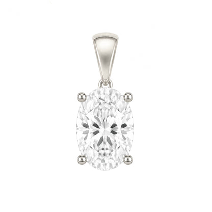 14K Gold Oval Cut Moissanite Solitaire Pendant Only - Dangle Bail