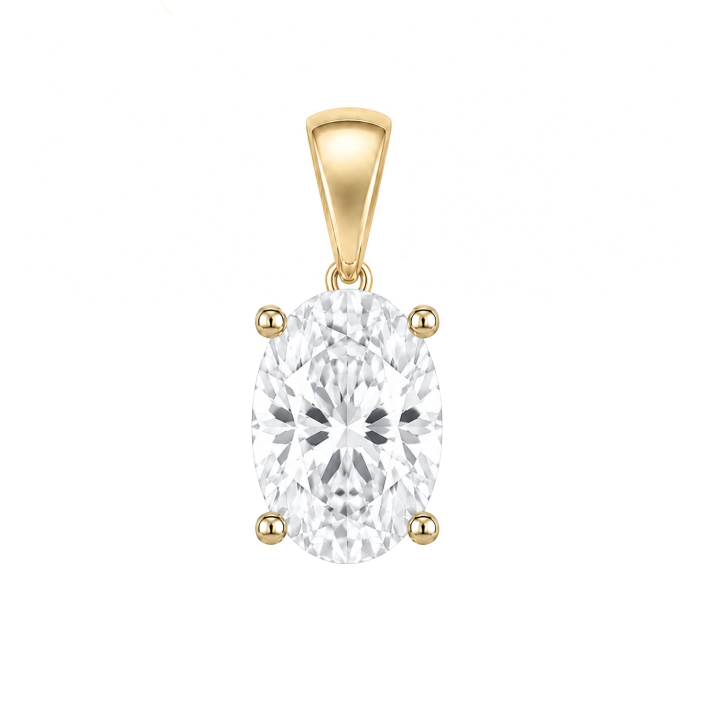 14K Gold Oval Cut Moissanite Solitaire Pendant Only - Dangle Bail