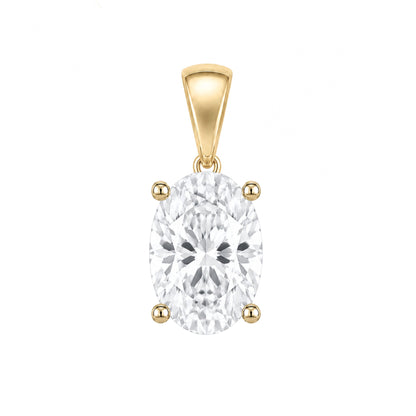 14K Gold Oval Cut Moissanite Solitaire Pendant Only - Dangle Bail