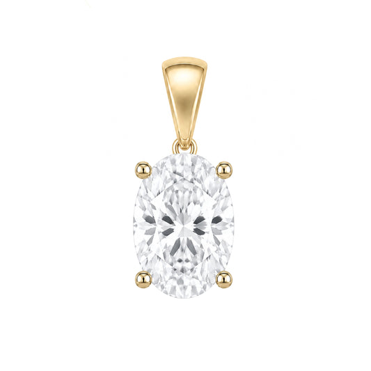 14K Gold Oval Cut Moissanite Solitaire Pendant Only - Dangle Bail