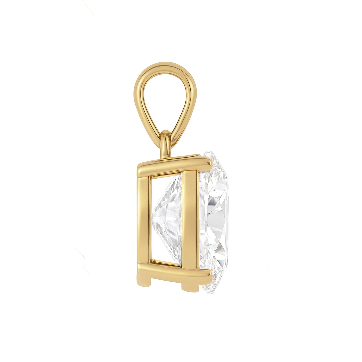 14K Gold Oval Cut Moissanite Solitaire Pendant Only - Dangle Bail
