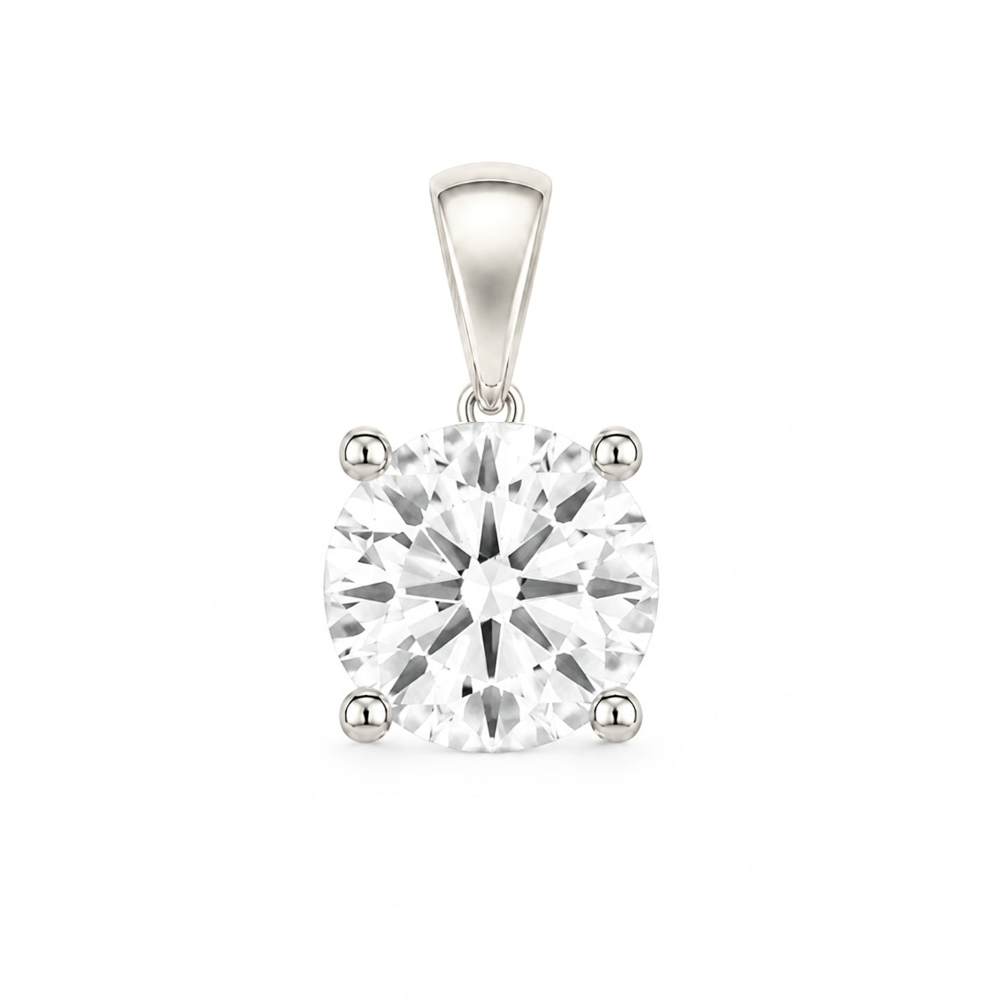 14K Gold Round Cut Moissanite Solitaire Pendant Only - Dangle Bail